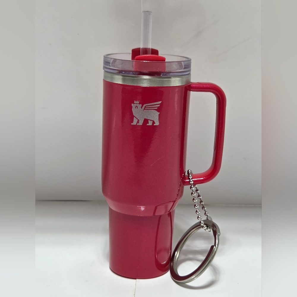 Stanley Water Bottle Keychain Ornament - Strawberry Red Shimmer